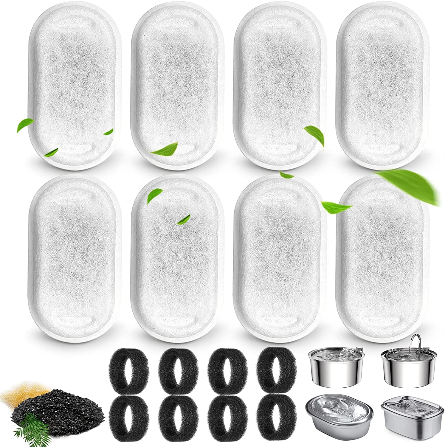 cat-water-fountain-filters-for-108-3-2l-67oz-2l-stainless-steel-pet-water-dispenser-fountain-filter-replacement-with-8-sponges-8-filters-8-sponges