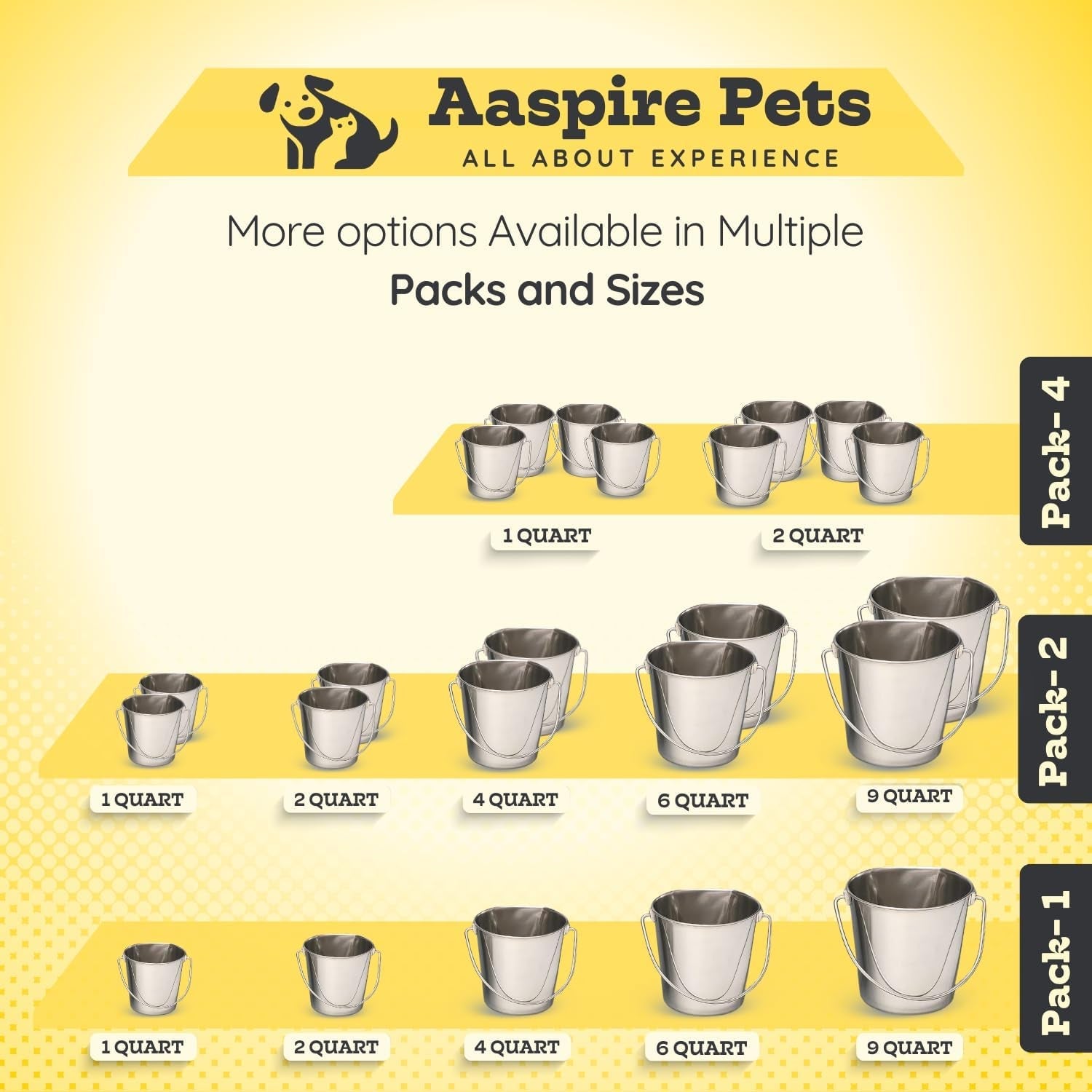 stainless-steel-flat-side-bucket-1-quart-0-25-gallon-heavy-duty-hanging-food-water-pail-for-dogs-cats-birds-kennel-cages-crates-durable-rustproof-multi-purpose-feeding-buckets