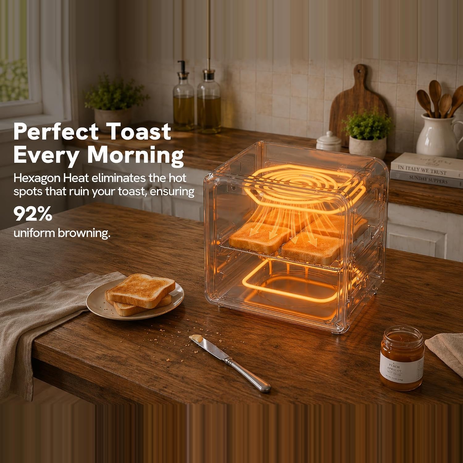 6-in-1-retro-air-fryer-toaster-oven-combo-compact-12-7-qt-small-countertop-convection-oven-fits-9-pizza-4-toast-hexagon-hybrid-heating-enamel-baking-pan-included-almond-yellow-color
