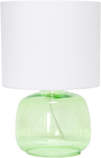 LT2064-GRW Glass Table Lamp with Fabric Shade, Green with White Shade1