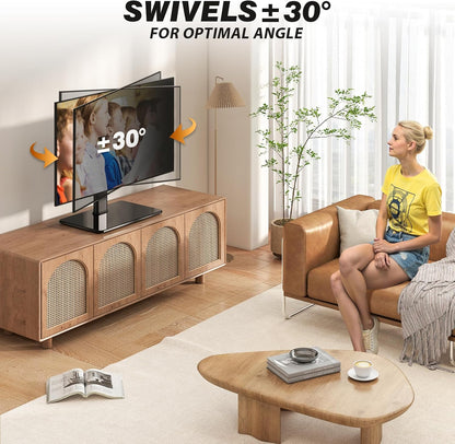 Universal Swivel TV Stand for 27-60 Inch Curved/Flat Screen Tvs, Table Top TV Base Replacement Holds up to 88 Lbs, Height Adjustable TV Stand Mount with Tempered Glass Base, MAX VESA 400X400Mm | Height Adjustable Table Top TV Base Replacement, Holds 88Lbs, Tempered Glass Base, Max VESA 400X400Mm3