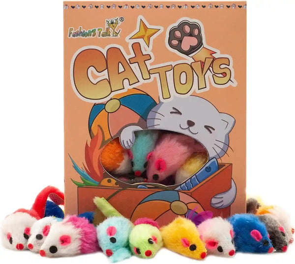 Fashion'S Talk 48-Count Assorted Mice Cat Toys Furry Rattle Mouse Kitten Toy Mini Mice for Indoor Cats Interactive Play Color Varies7