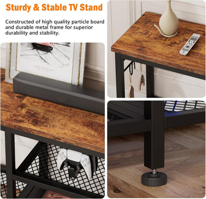 TV Stand for Tvs up to 55 Inch, Entertainment Center with Open Storage Shelves, Media Console Table with Soundbar Shelf for Living Room, Bedroom, Rustic Brown6