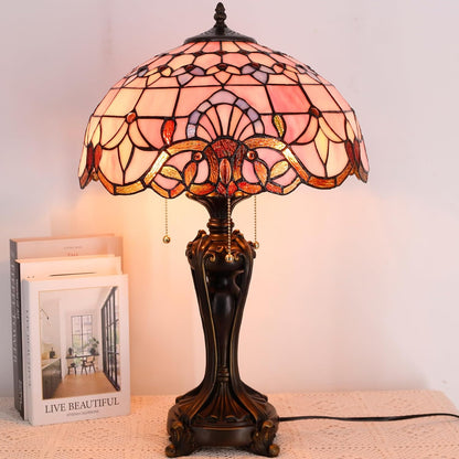 Table Lamp Base Replacement Only (L (W 8 H 24 Inch)) | Fit for 12, 14, 16, 18 Inch Tiffany Style Stained Glass Lampshade, Dark Bronze Finish, Resin, Pull Chain Switch6