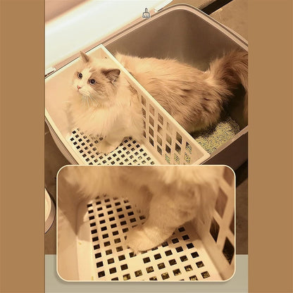Dog Potty Training Toilet ﻿ Cat Litter Tray with Corridor Semi Enclosed Box Large Creative Household Outdoor Pet Toilet Supplies Gray3