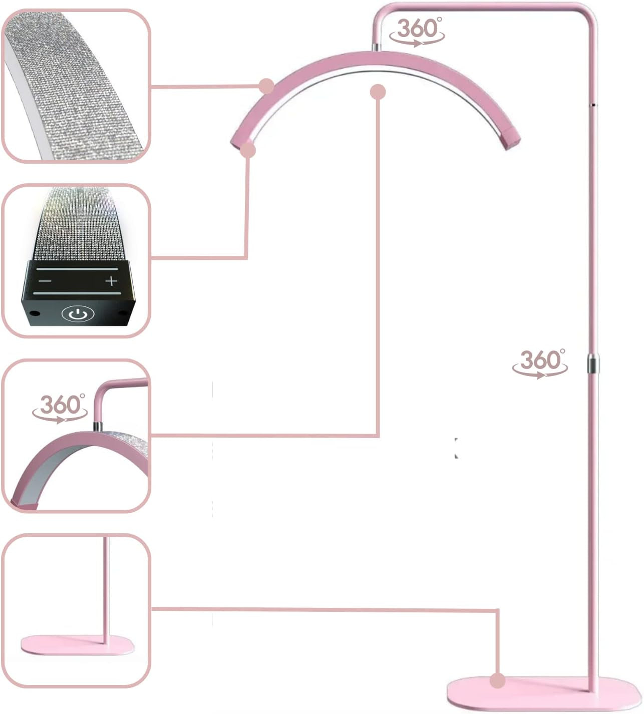 diamond-bling-half-moon-lash-light-white-dimmable-led-diamond-esthetician-light-led-floor-lash-lamp
