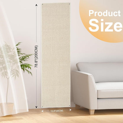 Uross Thickened Cat Wall Climbing Carpet 6.6 FT X 16" - Extra Long Cat Scratch Wall Pad, Cat Scratching Carpet Rug Wall Mounted Scratcher Couch Sofa Protector- Beige2