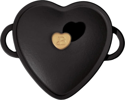 2QT Cast Iron Dutch Oven, Enameled Heart Shaped Casserole Dish with Lid, Oven Safe 500°F, Small Dutch Oven for Baking, Braising, Soups & Desserts (Black Sesame)6