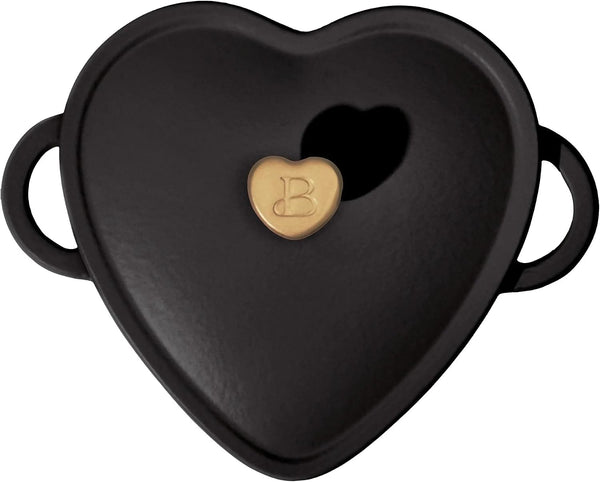 2QT Cast Iron Dutch Oven, Enameled Heart Shaped Casserole Dish with Lid, Oven Safe 500°F, Small Dutch Oven for Baking, Braising, Soups & Desserts (Black Sesame)6