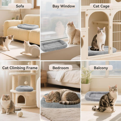 LESYPET Cat Bed for Indoor Cats, Soft Cat Cushion with Cat Pillow Around, Rectangle Kitten Pad Small Bed for Window Sill, 15'' X 10''7