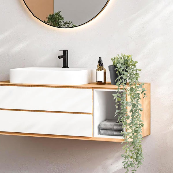 Fake Eucalyptus Hanging Plant for Boho Bathroom Wall Art Decor | Vintage Cascading Greenery Adds Vertical Texture, Atificial Farmhouse Plants Brings Natural Charm to Room, Shelf Decor5