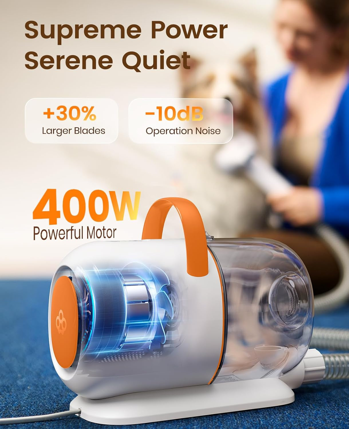 oneisall-dog-grooming-vacuum-15000pa-suction-captures-99-pet-hair-to-reduce-shedding-dog-grooming-clippers-quiet-brush-59db-with-4-accessories-2l-dust-canister-for-home-cleaning-orange