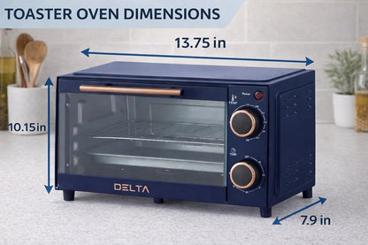 2 Slice Toaster Oven, Small Countertop Oven, Compact Mini Oven Fits 9” Pizza, with Timer & Temperature Control with Baking Tray & Rack for Kitchen, Dorm, Apartment, 750W6