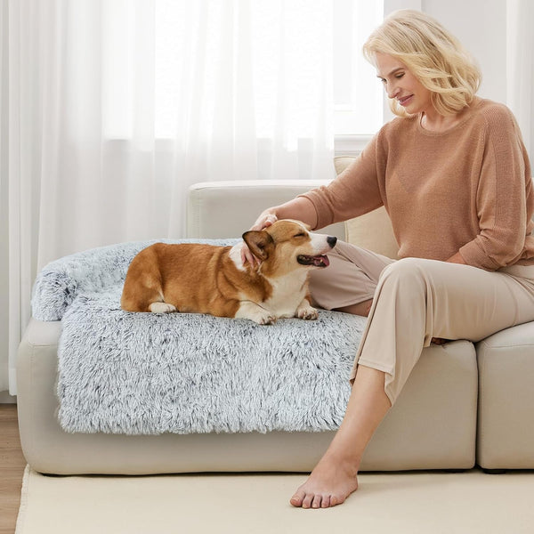 Luxurious Dog Couch Bed Protector for Dogs Pet Couch Cover Dog Sofa Beds(M) | Removable Fluffy Plush Dog Couch Bed Washable, Calming Dog Sofa Beds, Waterproof Couch Protector, Pet Beds Mats for Couch(L)7