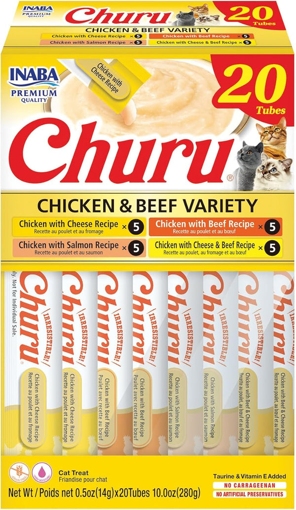 INABA Churu Cat Treats, Lickable, Squeezable Creamy Purée Cat Treat with Green Tea Extract & Taurine, 0.5 Ounces Each Tube, 50 Tubes, Tuna & Chicken Variety19