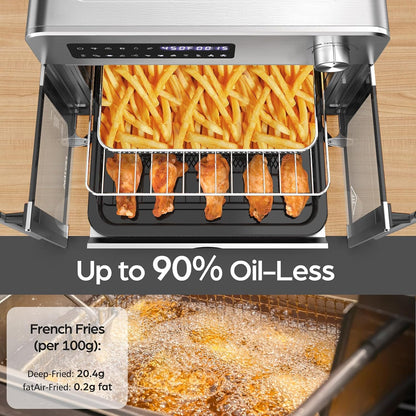 French Door Air Fryer Toaster Oven Combo, 24QT 10-In-1 Oven | 1700W Heating, Adjustable Fan Speed, Rotisserie Function, 102-Recipe Book, Removable Crumb Tray, Stainless Steel Finish5