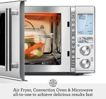 Breville BMO870BSS Combi Wave 3-In-1, Brushed Stainless Steel | 3 Appliances in One Device | Microwave Reheats Fast, Air Fryer Crisps without Oil, and Convection Oven Bakes Evenly3