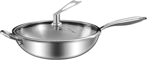 Titanium Hammered Wok with Double Handles, Frying Pans Nonstick, Non-Stick Wok, Scratch-Resistant Non Stick Titanium Pans for Cooking,14.17In1