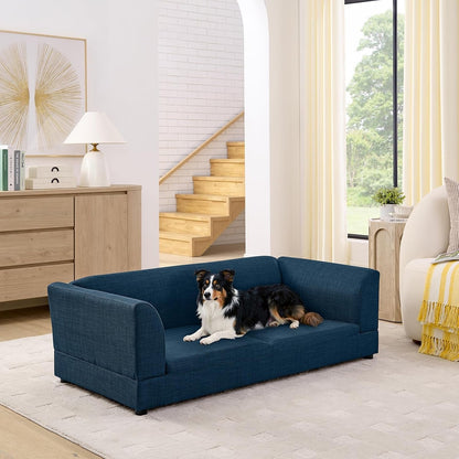 Oversized Dog Sofa Couch for Medium & Large Dogs, Modern Pet Couch Bed with Backrest & Armrests, Supportive Foam Cushion, Linen Fabric Dog Couch12
