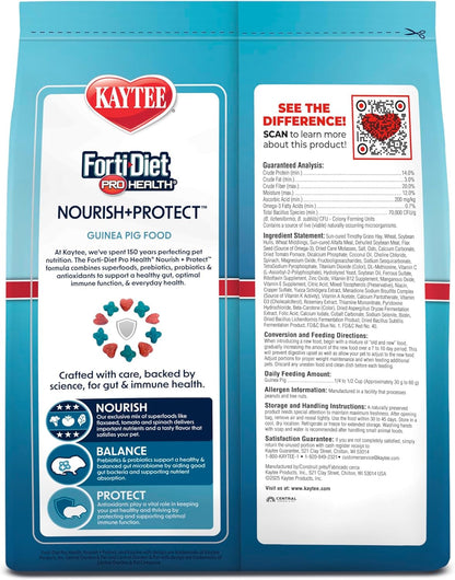 Kaytee Forti-Diet Pro Health Nourish+Protect Guinea Pig Food, Comprehensive Nutrition Backed by Science, Digestive Health, Immune Support, 5 Pounds12