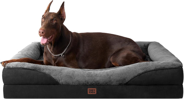 EHEYCIGA Orthopedic XL Dog Bed for Large Sized Dog, 42X30 Inch Extra Large Memory Foam Dog Couch Bed with Sides, Waterproof Liner & Washable Removable Cover, Bolster Pet Sofa, Grey39