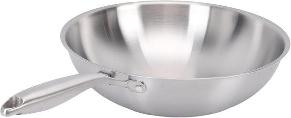 Stir Fry Pan, 304 Stainless Steel Wok, Multi Layer Composite Cookware, Non Stick Cooking Surface, Flat Bottom, Induction Ready for Gas Electric and Induction Stoves (34CM)2