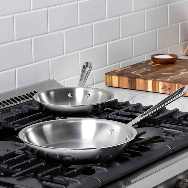 All-Clad D3 3-Ply Stainless Steel Fry Pan Set 2 Piece, 8, 10, Inch Induction Oven Broiler Safe 600F Pots and Pans, Cookware Silver | the Original Bonded Professional Cookware, Cooking Set, 8 & 10" Skillet Set, Induction Compatible, Oven Safe up to 600F3