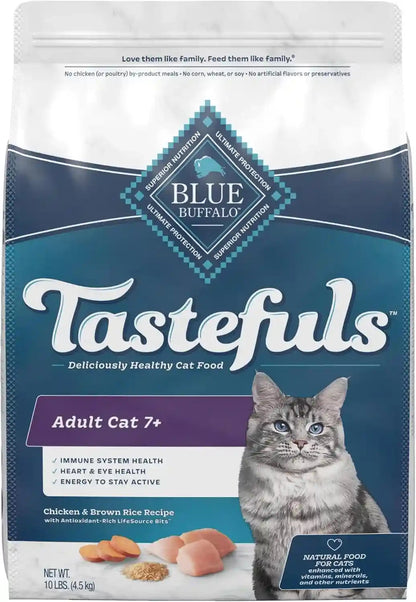 Blue Buffalo Tastefuls Mature Dry Cat Food for Adult Cats 7+, Made in the USA with Natural Ingredients, Chicken & Brown Rice Recipe, 3-Lb. Resealable Bag13