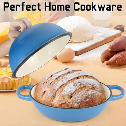 Enameled Cast Iron Bread Oven Dutch Oven Pot with Lid Blue | Bread Dutch Oven for Sourdough Bread Baking, 6 Quarts 10" Bread Pan with Dome Lid, Non-Stick Cookware for Homemade Bread5