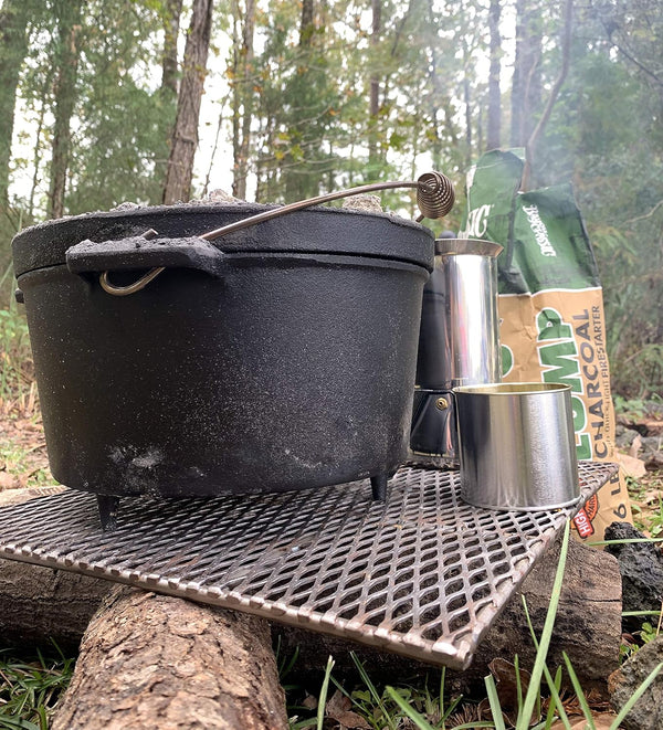 Pre-Seasoned Cast Iron Dutch Oven W/ Feet Features Flanged Camp Lid Stainless Coil Wire Handle Grip, 8-Qt Perfect for Baking Frying One-Pot Meals Stews and Chili4