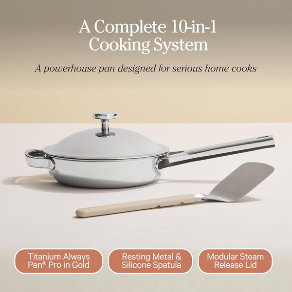 Our Place Mini Titanium Always Pan Pro, 8.5" Nonstick Titanium Frying Pan | Pfas-Free Titanium Skillet; Tri-Ply Steel & Aluminum; Lid & Spatula; Induction, Dishwasher & Oven Safe to 1000°F (750°F Gold)7