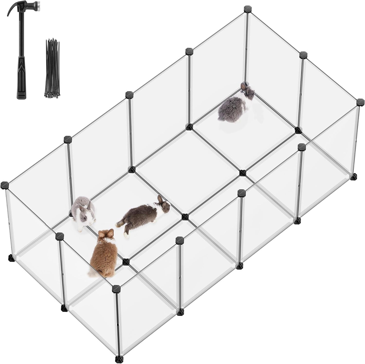 songmics-20-panels-pet-playpen-with-floor-small-animal-playpen-pet-fence-indoor-diy-plastic-enclosure-for-guinea-pigs-bunny-hamsters-hedgehogs-49-2-x-24-8-x-16-5-inches-white-ulpc001w01