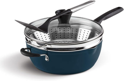 Preferred Pan 4-Pc Set - Nouveau Navy (4.5 Qt. Multi-Purpose Pan W/Cover, Steamer, Slotted Turner)1