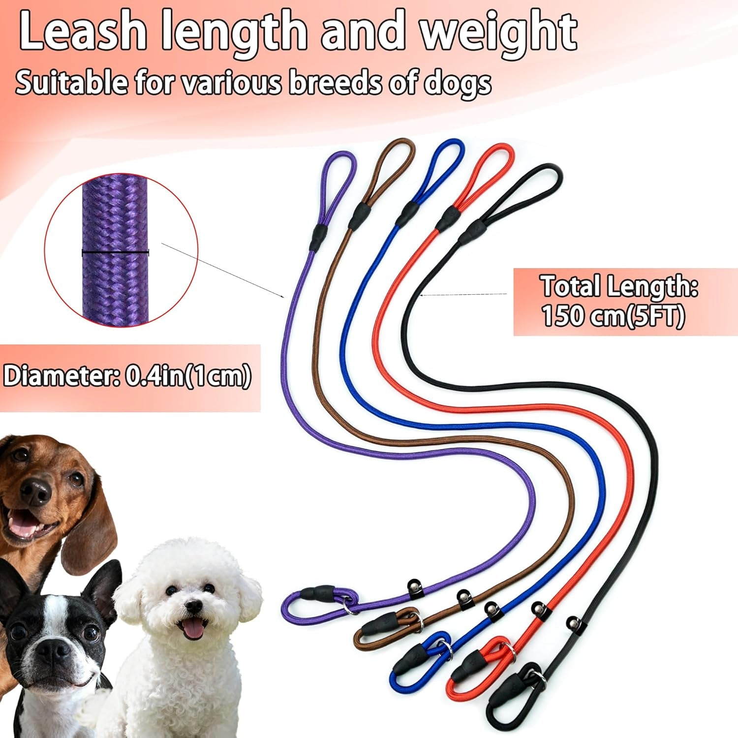 fovrlzse-nylon-dog-leash-5-pack-red-black-blue-brown-purple-4-6ft-training-leash-for-small-to-medium-dogs-10mm-braided-nylon-with-tpu-non-slip-buckle-daily-walking-puppy-training