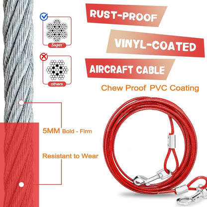Supet Dog Tie Out Cable and Stake 32/16/10 Ft Outdoor, Yard and Camping, for Medium to Large Dogs up to 125 Lbs, 16" Stake, 32/16/10 Ft Cable with Durable Spring and Metal Hooks for Outdoor4