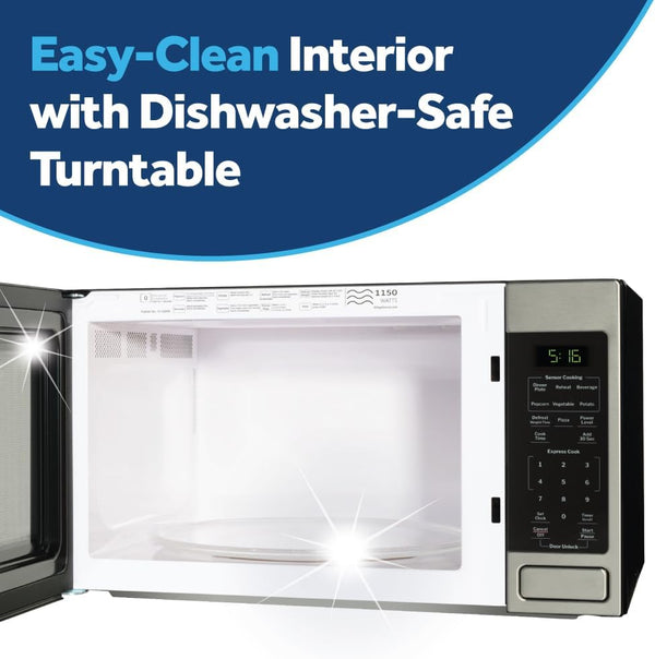 GE Countertop Microwave Oven, 1150 Watt, 1.6 Cu. Ft., Stainless Steel | 8 Convenience Cook Settings, One-Touch Controls, Child Lock Technology, Glass Turntable, for Kitchen, Dorm, Office, Apartment7