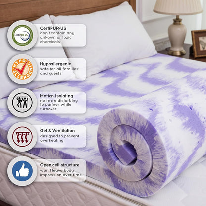 Mattress Topper Twin XL - 3 Inch Gel Infused Memory Foam XL Twin Mattress Toppers,Soft Foam Pad Toppers for Pressure Relief,Certipur Certified,Dorm Room Essentials,Twin XL Size4