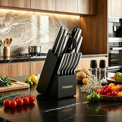 Kitchen Knife Set, German Stainless Steel Kitchen Knives | 14-Piece Includes Knife Block Set & Sharpener, High Carbon, Rust-Resistant, Ergonomic Handle for Cooking, Grilling & Gifting2
