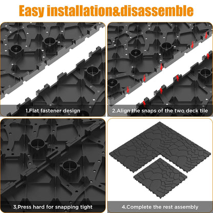 44-Pack Interlocking Deck Tiles, 12"X12" Stone Texture PP Waterproof Flooring, All-Weather Anti-Slip Patio Tiles for Indoor/Outdoor,Poolside, Garden, Balcony, Patio,Easy DIY Installation,Gray4