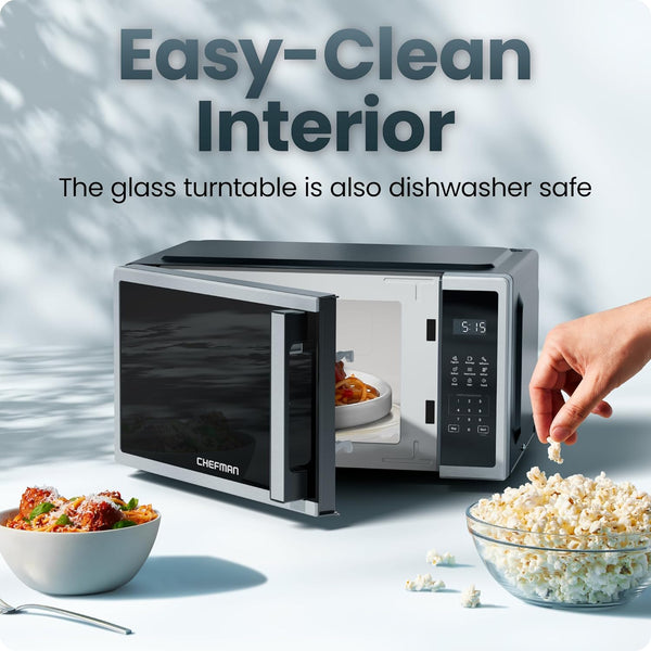 Compact Countertop Microwave, 0.7 Cu Ft, 700W, Stainless | 10 Power Levels, 3 One-Touch Presets, +30 Second Button, Time & Weight Defrost, Mute Option, Child Safety Lock, Digital Timer6