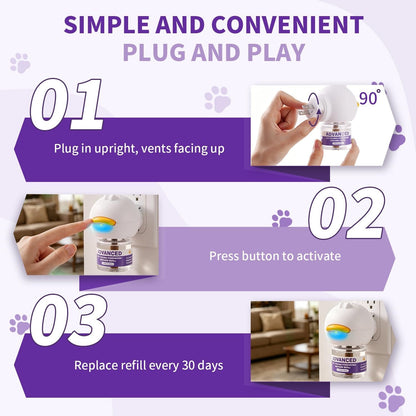 Cat Calming Diffuser Kit with 2 Diffusers & 4 Refills (48Ml Each), Cat Pheromones Calming Diffuser for Cat Anxiety Relief, Stress Reduction & Behavior Support, 30-Day Refills, Suitable for All Cats6