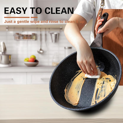 Nonstick Wok with Lid, 12 Inch Woks & Stir-Fry Pans, Granite Stone Coating for Cooking, Induction Cookware, Compatible with All Stovetops, PFOA Free4
