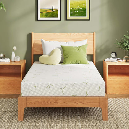 EGOHOME 8 Inch Twin Mattress Medium Firm, Green Tea Memory Foam Mattress | Cooling Green Tea Gel, Washable Removable Cover, Pressure Relief, Bed in a Box, Fiberglass Free, Certipur-Us Certified1