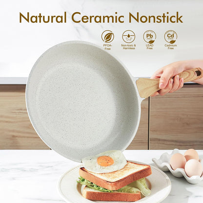 Nonstick Ceramic Frying Pan Skillet, 11 Inch Omelet Pan, Healthy Non Toxic Induction Compatible Egg Pan with Heat Resistant Handle, PTFE and Pfas-Free2