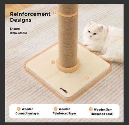 ZOMISIA 35'' Tall Cat Scratching Post for Indoor Cats Adults | 4.7'' Large Scratch Post, Thicken Wooden Base, Sisal Scratcher Top & Dangling Balls, Super Sturdy3