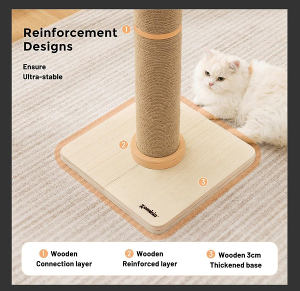 ZOMISIA 35'' Tall Cat Scratching Post for Indoor Cats Adults | 4.7'' Large Scratch Post, Thicken Wooden Base, Sisal Scratcher Top & Dangling Balls, Super Sturdy3