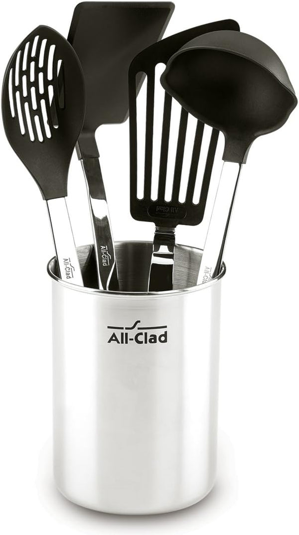 All-Clad Specialty Stainless Steel with Nylon Head Kitchen Gadgets 4 Piece Tool Set with Caddy Kitchen Tools, Kitchen Hacks Silver1
