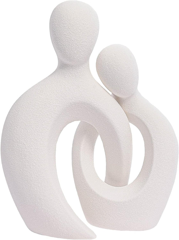 Ceramic Couple Statues for Home Decor, Abstract Lover Sculpture Shelf Decor | Office Decor, Home Decorations for Living Room, Bedroom, Gifts for Anniversary Valentine'S Day Birthday (White)1