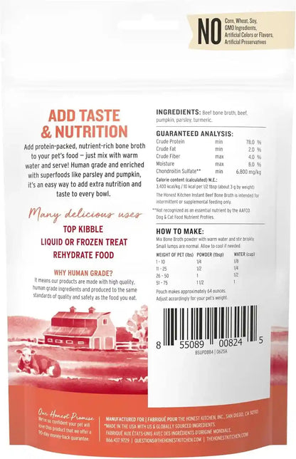 The Honest Kitchen Human Grade Daily Boosts Instant Beef Bone Broth with Turmeric for Dogs 3.6 Ounces2