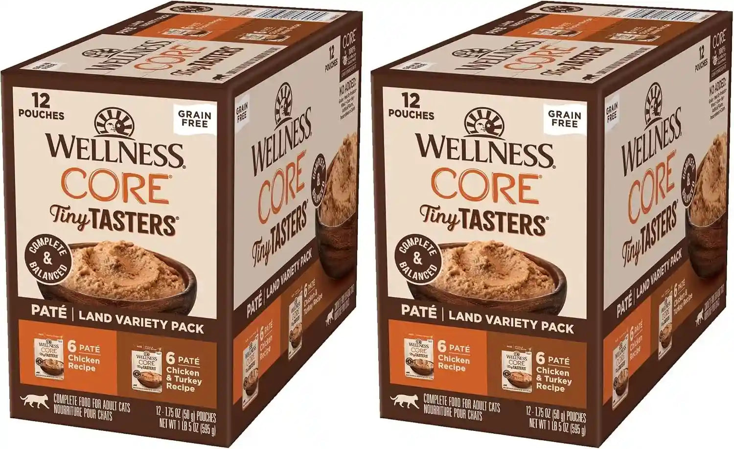 wellness-core-tiny-tasters-pate-variety-pack-adult-wet-cat-food-natural-protein-rich-grain-free-land-recipes-1-75-oz-pack-of-12-pouches